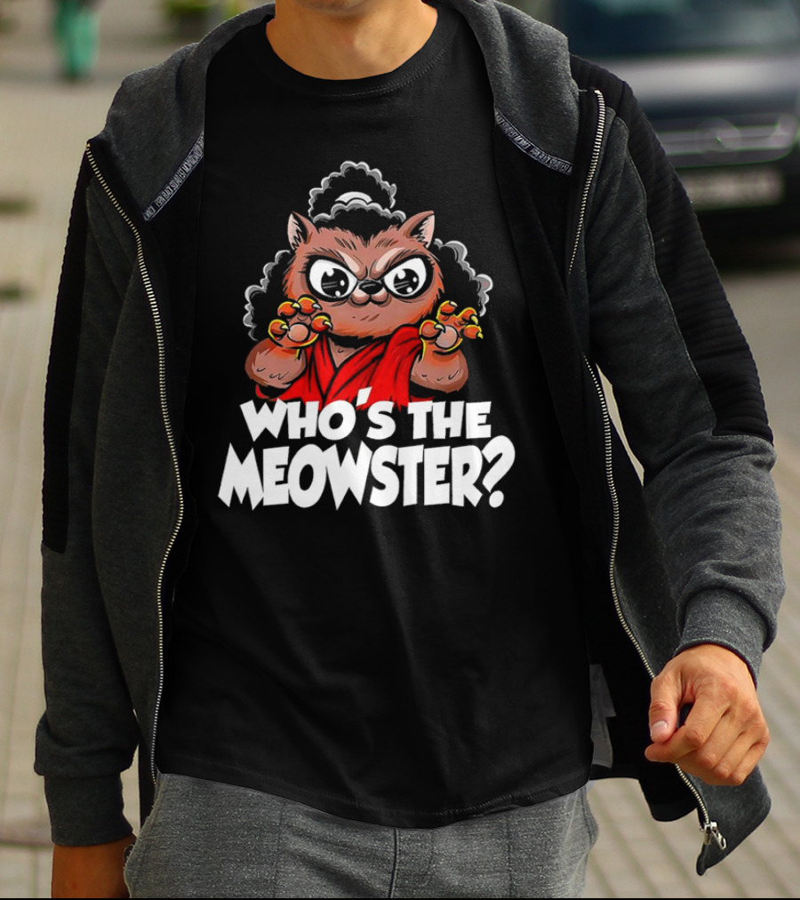 Who's The Meowster X Sho Nuff The Last Dragon Inspired Cat Character T-Shirt