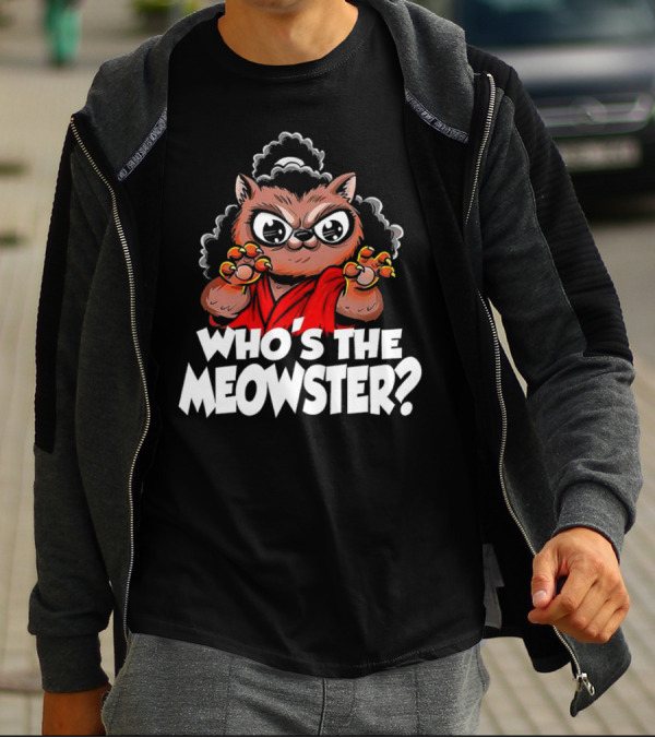 Who's The Meowster X Sho Nuff The Last Dragon Inspired Cat Character T-Shirt