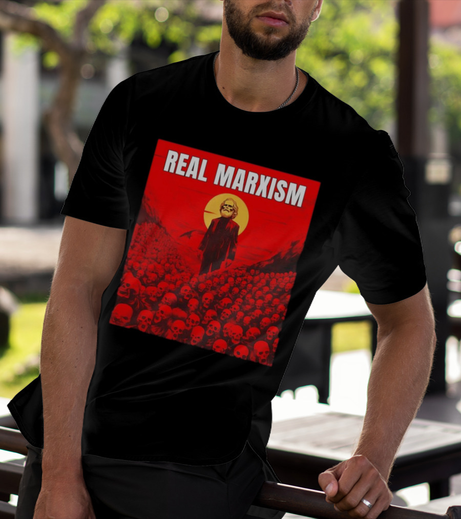 Karl Marx Real Marxism Surrounded By Skulls T-Shirt
