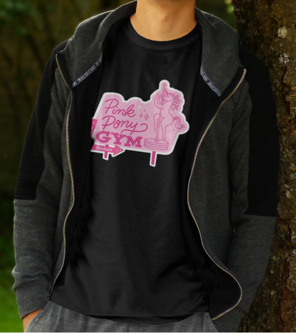 Pink Pony Gym Live Workouts Unicorn Pole Fitness T-Shirt