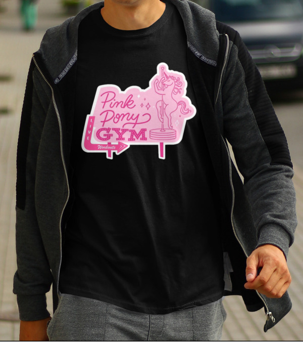 Pink Pony Gym Live Workouts Unicorn Pole Fitness T-Shirt