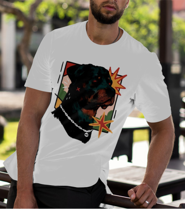 Rottweiler Pop Art Style With Starburst Elements T-Shirt
