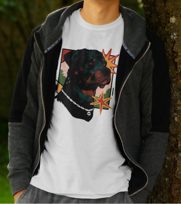 Rottweiler Pop Art Style With Starburst Elements T-Shirt