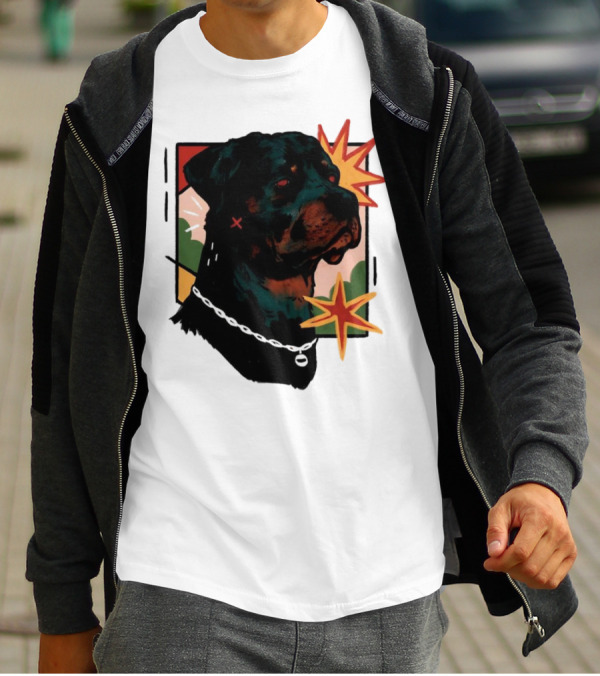 Rottweiler Pop Art Style With Starburst Elements T-Shirt