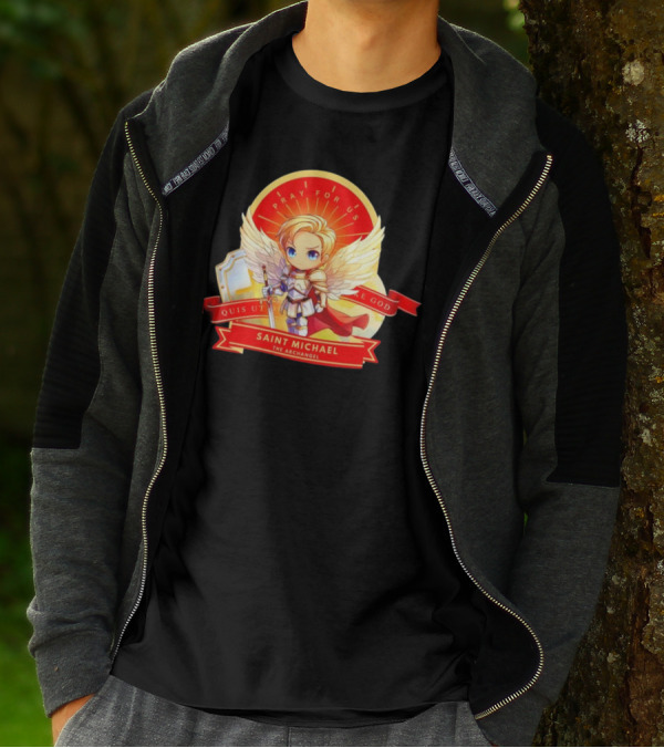 Saint Michael The Archangel Pray For Us Quis Ut Deus Cartoon T-Shirt