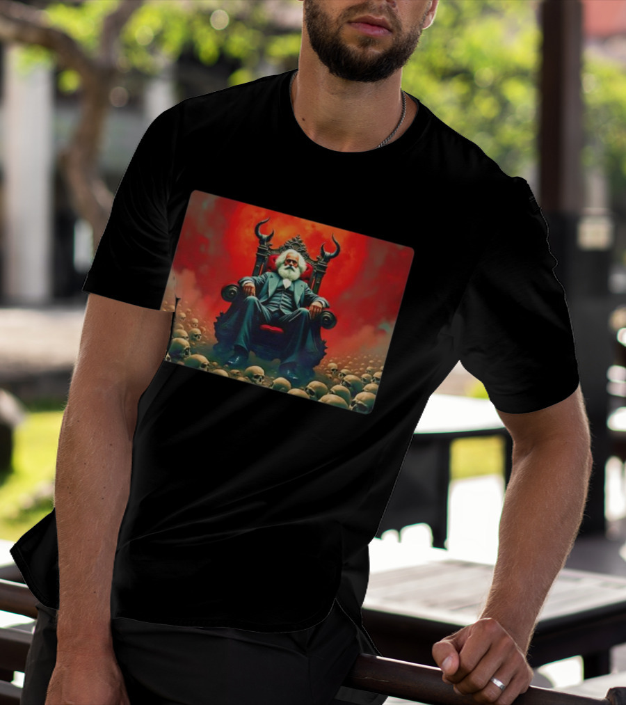 Communists Want To Abolish Intellectual Property Karl Marx Throne Of Skulls And Flames T-Shirt