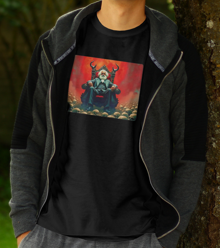 Communists Want To Abolish Intellectual Property Karl Marx Throne Of Skulls And Flames T-Shirt
