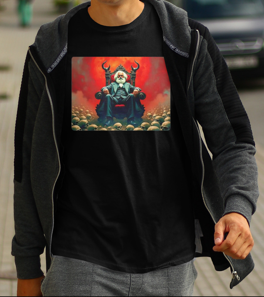 Communists Want To Abolish Intellectual Property Karl Marx Throne Of Skulls And Flames T-Shirt