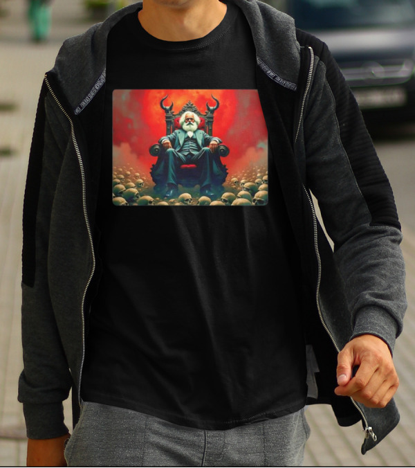 Communists Want To Abolish Intellectual Property Karl Marx Throne Of Skulls And Flames T-Shirt
