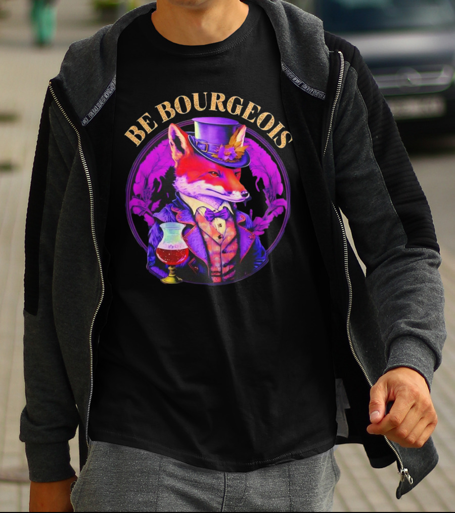Be Bourgeois Gentleman Fox With Glass Of Wine T-Shirt