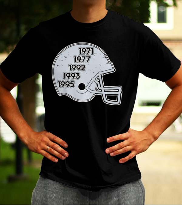 Dallas Cowboys Glory Years 5 Times Helmet 1971 1977 1992 1993 1995 T-Shirt