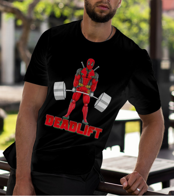 Deadpool Deadlift Gym Fitness Comic Character Strength Training T-Shirt
