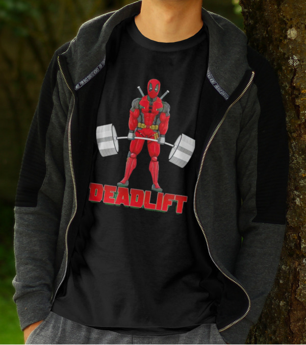 Deadpool Deadlift Gym Fitness Comic Character Strength Training T-Shirt