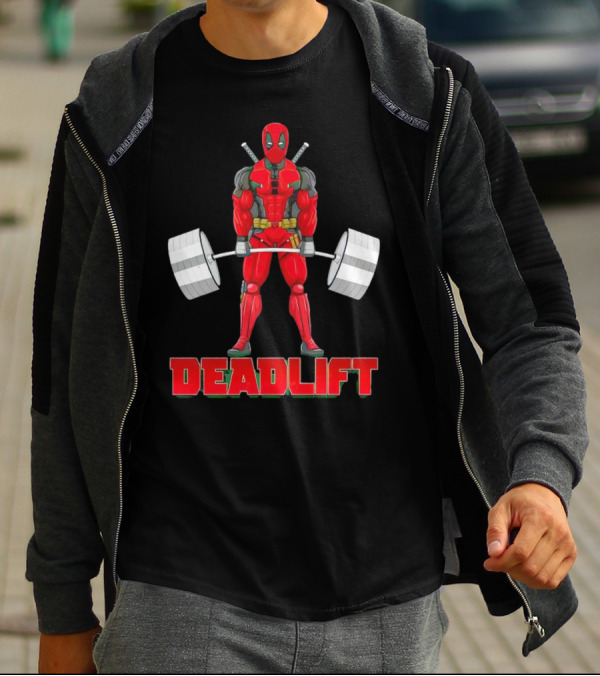 Deadpool Deadlift Gym Fitness Comic Character Strength Training T-Shirt