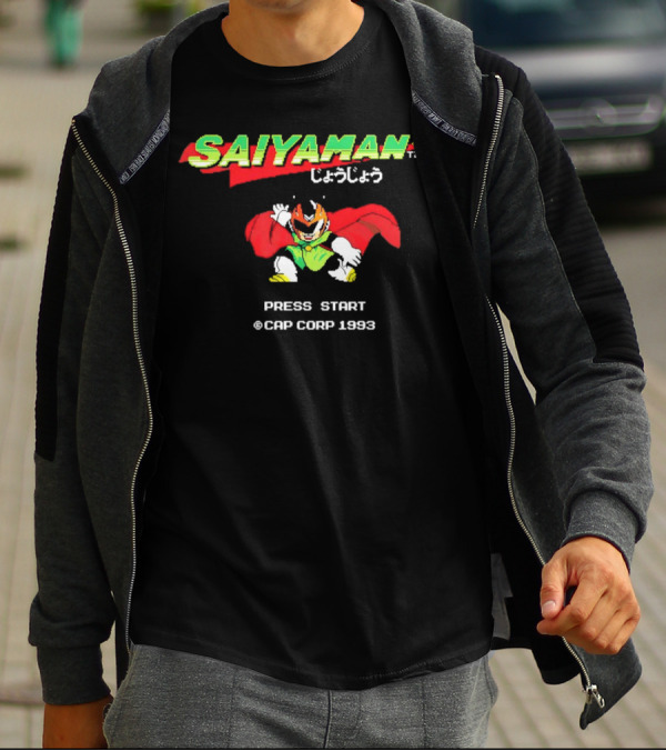 SAIYAMAN Press Start ©CAP CORP 1993 Vintage Game Gohan Rocks T-Shirt