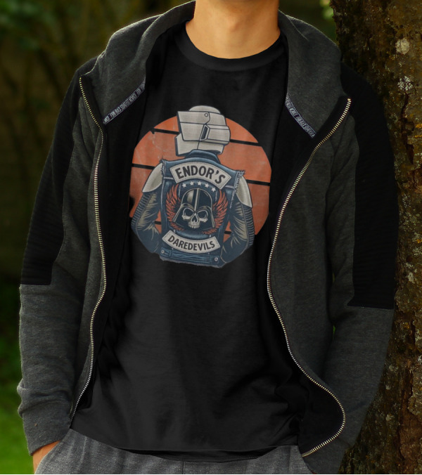 Imperial Biker Scout Club Endor’s Daredevils Vintage Skull Jacket T-Shirt