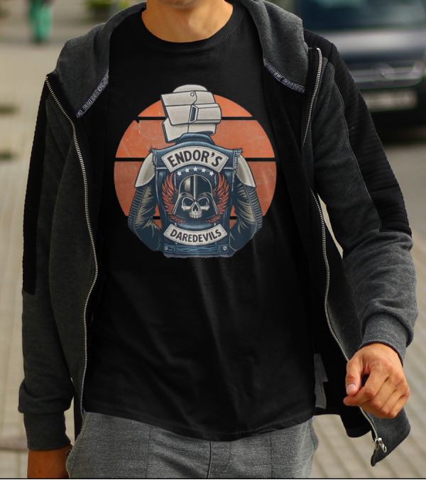 Imperial Biker Scout Club Endor’s Daredevils Vintage Skull Jacket T-Shirt