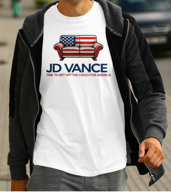 JD Vance Time To Get Off The Couch For America USA Flag Couch T-Shirt