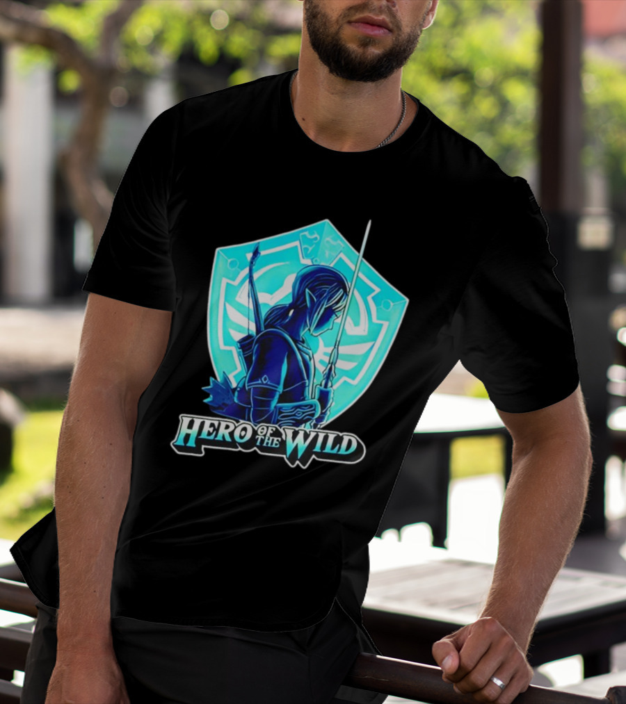 Hero Of The Wild Legend Of Zelda Link Blue Sword And Shield T-Shirt