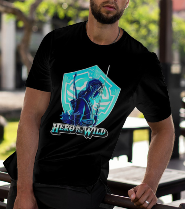 Hero Of The Wild Legend Of Zelda Link Blue Sword And Shield T-Shirt