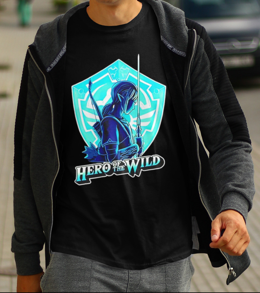Hero Of The Wild Legend Of Zelda Link Blue Sword And Shield T-Shirt
