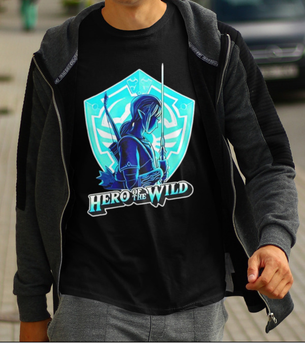 Hero Of The Wild Legend Of Zelda Link Blue Sword And Shield T-Shirt