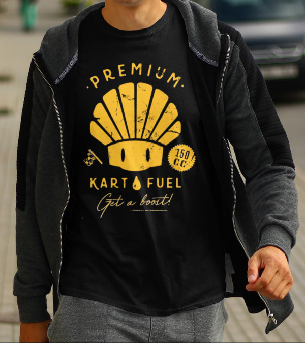 Mario Kart Premium Yellow Shell Kart Fuel 150cc Get A Boost T-Shirt