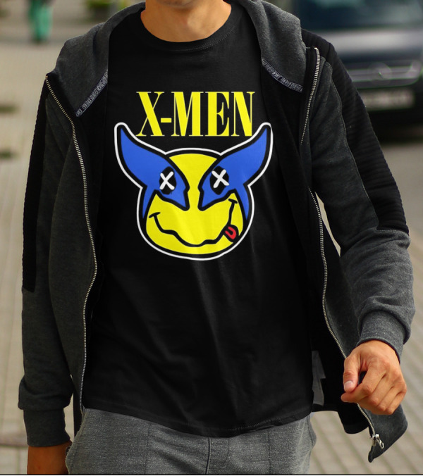 X-Men Wolverine Nirvana Smiley Face Crossover T-Shirt