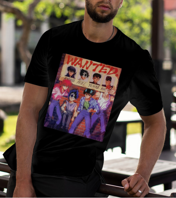 Yu Yu Hakusho 1992 Wanted Kurama Hiei Yusuke Kuwabara T-Shirt