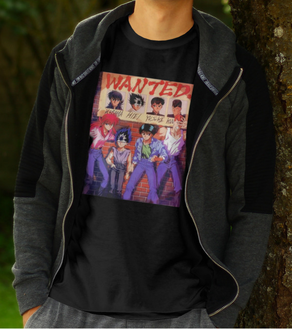 Yu Yu Hakusho 1992 Wanted Kurama Hiei Yusuke Kuwabara T-Shirt