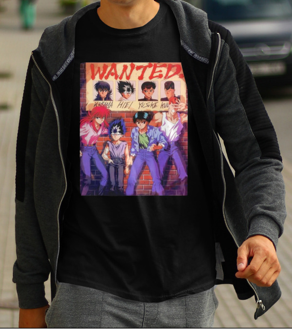 Yu Yu Hakusho 1992 Wanted Kurama Hiei Yusuke Kuwabara T-Shirt