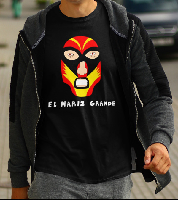 Ariel Helwani El Nariz Grande Mask Red Yellow Black T-Shirt