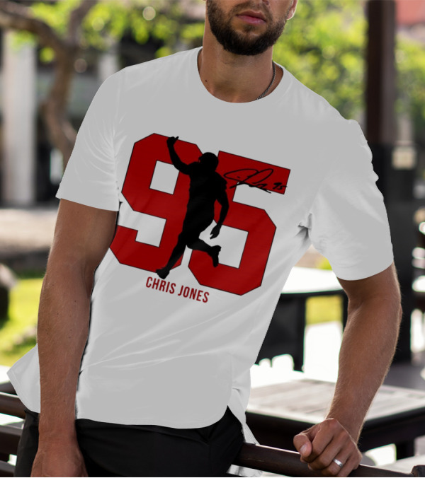 Chris Jones 95 Kansas City Chiefs Silo Signature Action Number T-Shirt
