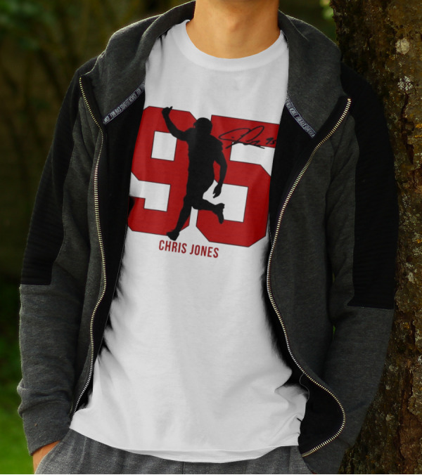 Chris Jones 95 Kansas City Chiefs Silo Signature Action Number T-Shirt