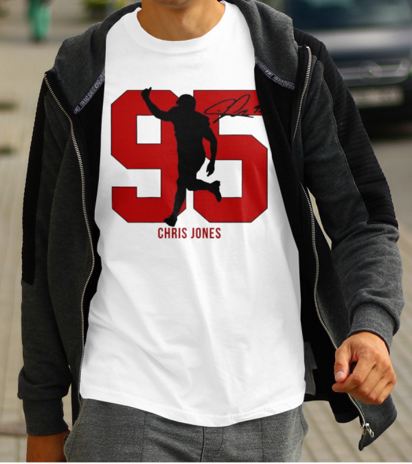 Chris Jones 95 Kansas City Chiefs Silo Signature Action Number T-Shirt