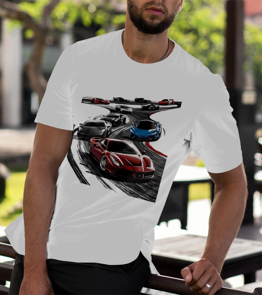Furious Speed Race Cars Ferrari Lamborghini McLaren Track Racing T-Shirt