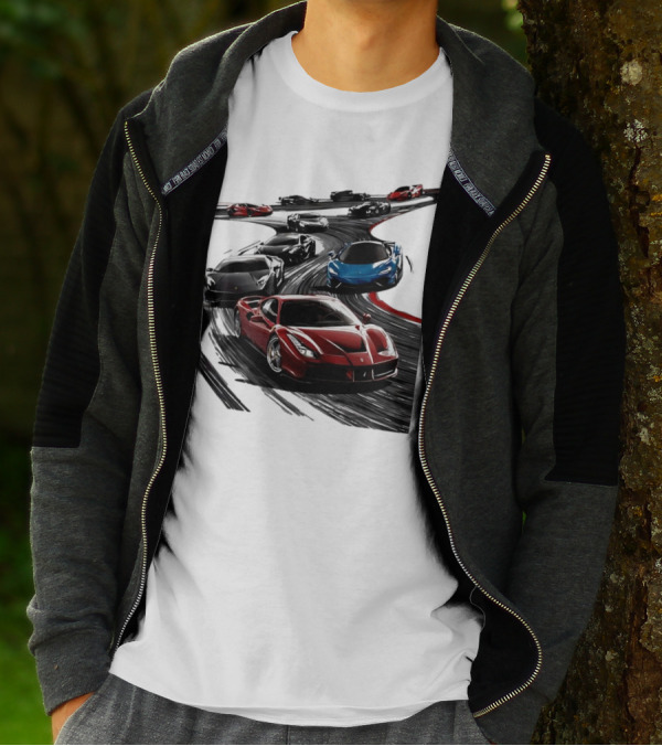 Furious Speed Race Cars Ferrari Lamborghini McLaren Track Racing T-Shirt