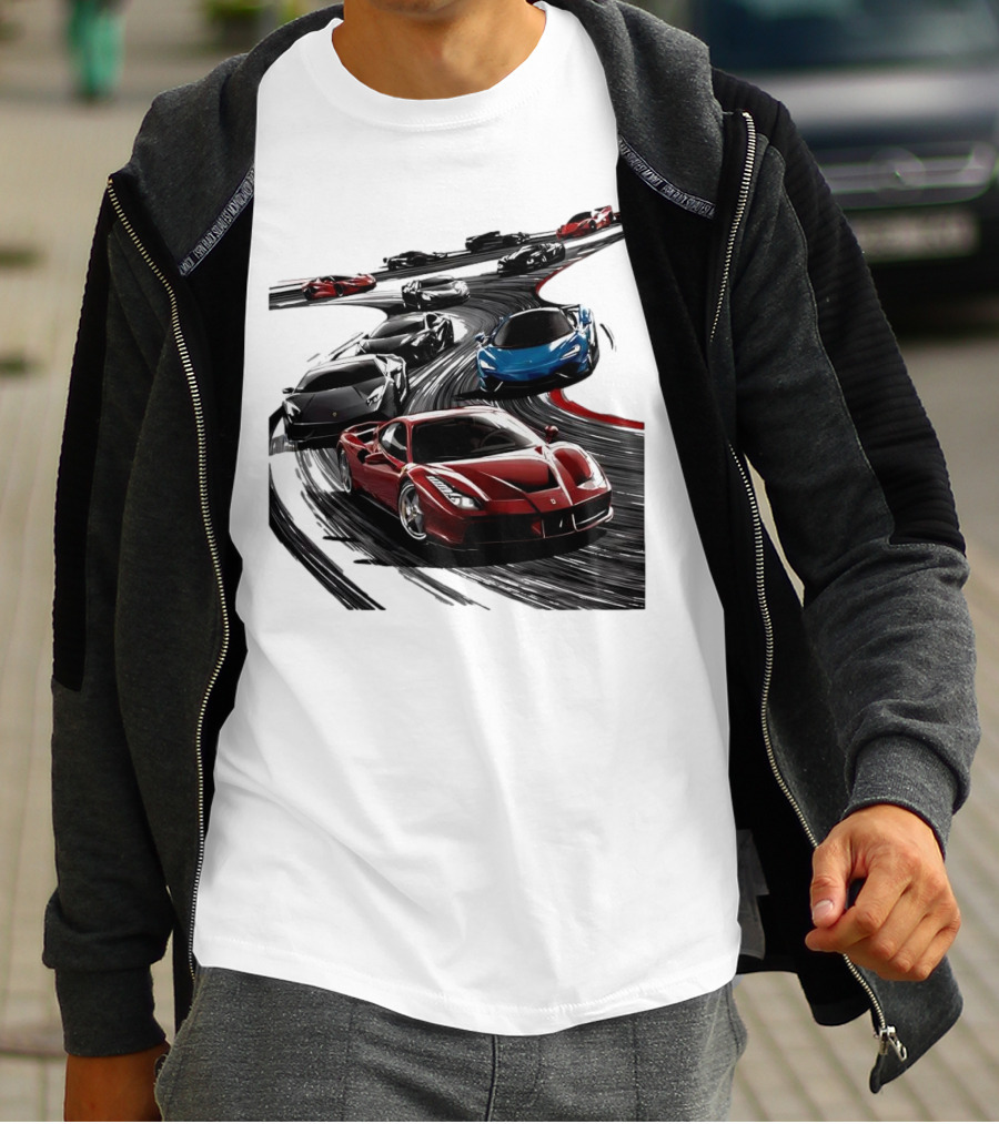 Furious Speed Race Cars Ferrari Lamborghini McLaren Track Racing T-Shirt