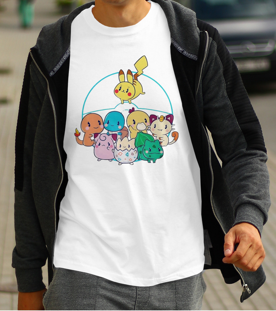 Kawaii Pokes Pikachu Bulbasaur Charmander Squirtle Cuties T-Shirt
