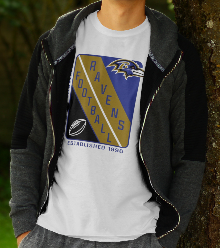 Baltimore Ravens Football Established 1996 Shield Logo Ravens Head T-Shirt