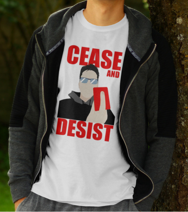 CEASE AND DESIST Red Card Warning T-Shirt