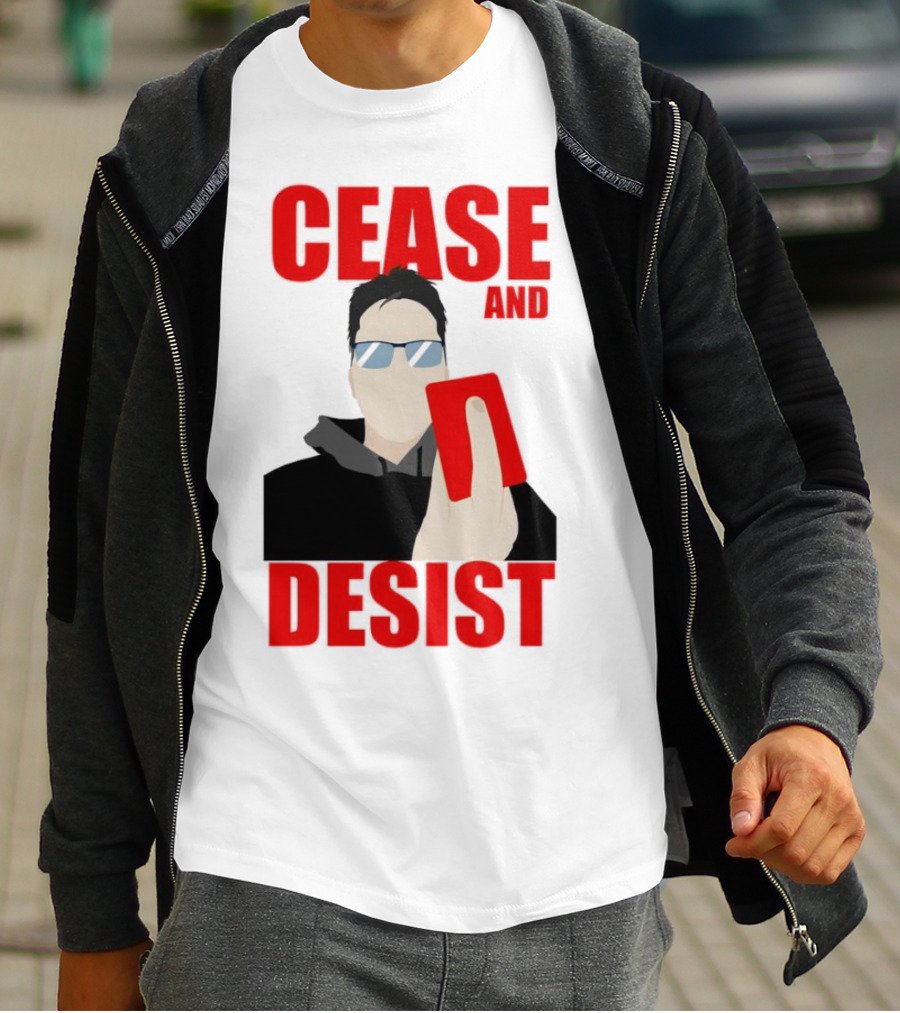 CEASE AND DESIST Red Card Warning T-Shirt