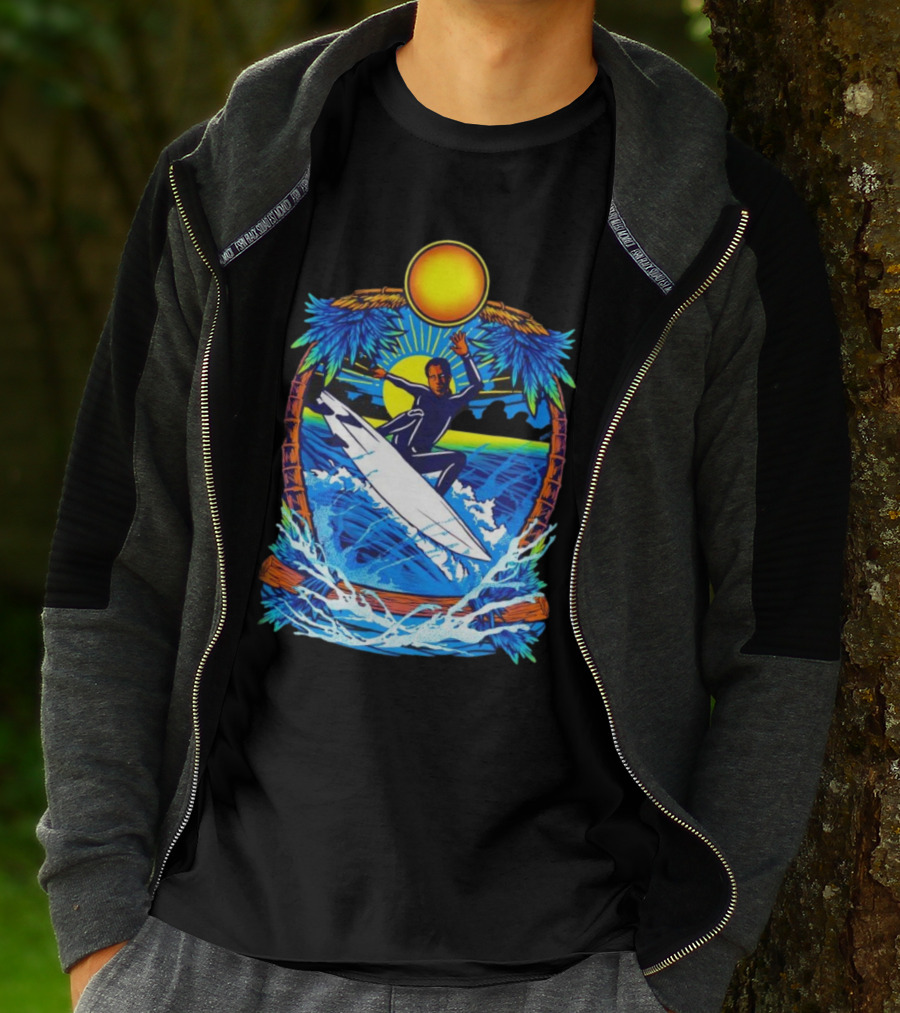 Chill With Water Surfing Under The Sun And Palm Trees T-Shirt