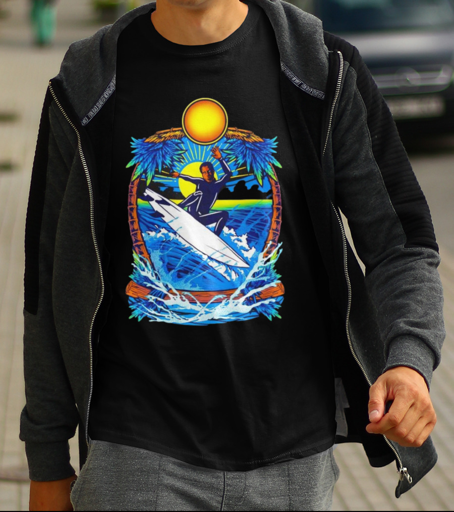 Chill With Water Surfing Under The Sun And Palm Trees T-Shirt