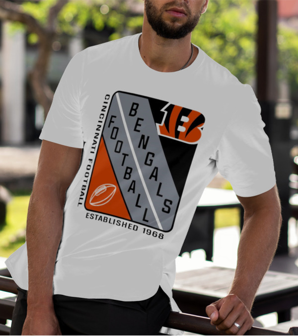 Cincinnati Bengals Football Shield Established 1968 Football Bengals Cincinnati Football T-Shirt