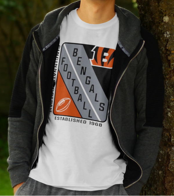 Cincinnati Bengals Football Shield Established 1968 Football Bengals Cincinnati Football T-Shirt