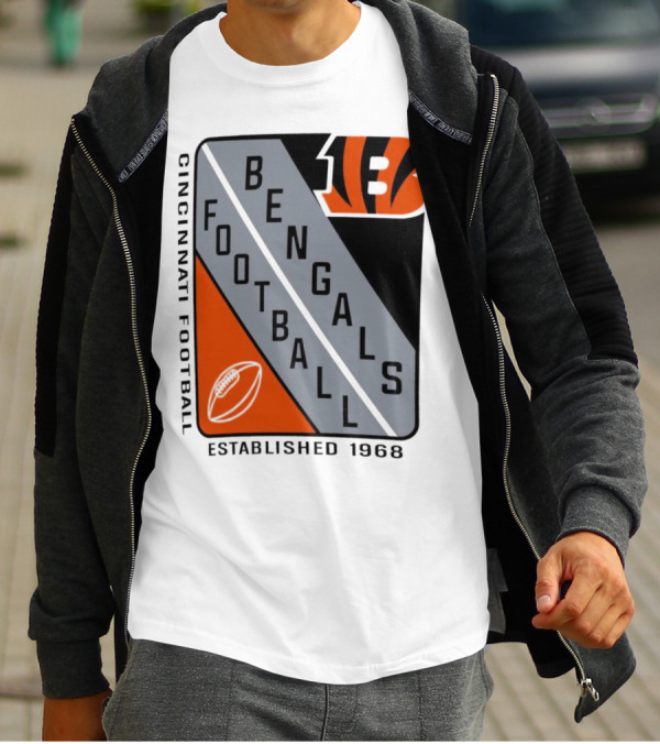Cincinnati Bengals Football Shield Established 1968 Football Bengals Cincinnati Football T-Shirt