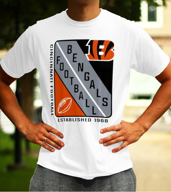 Cincinnati Bengals Football Shield Established 1968 Football Bengals Cincinnati Football T-Shirt