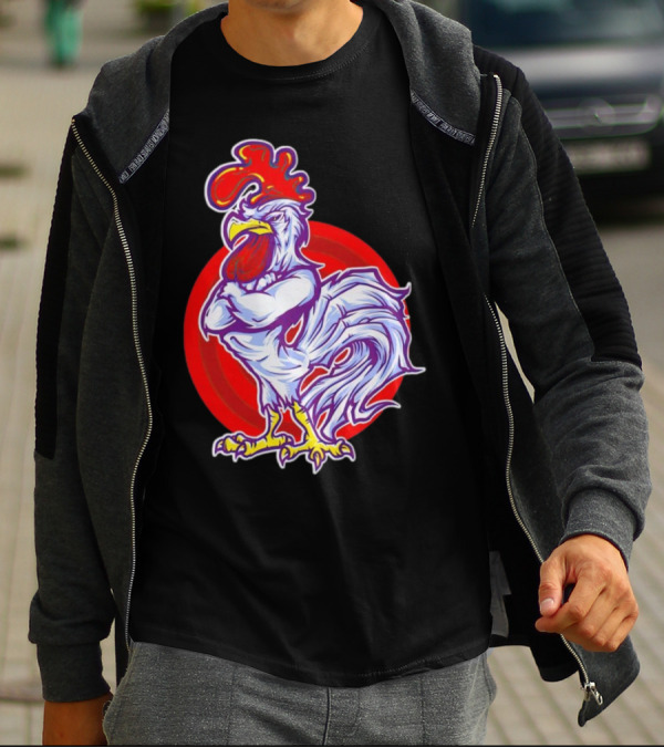 Cookei Chicken Muscle Rooster T-Shirt