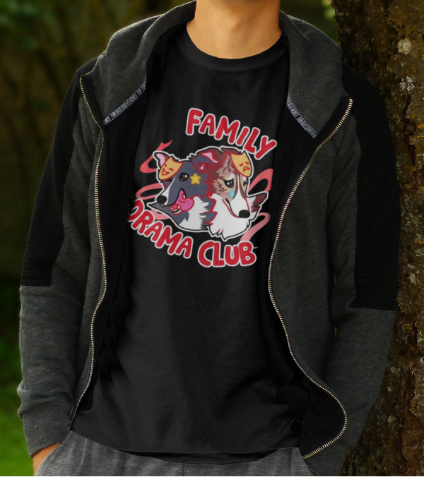 FAMILY DRAMA CLUB Dog Faces With Theater Masks T-Shirt